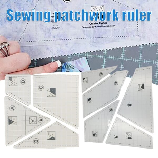4 5Pcs Acrylic Quilting Ruler Sewing Pattern Set DIY Tool Functional Convenience Durable for Clothing Quilting 5