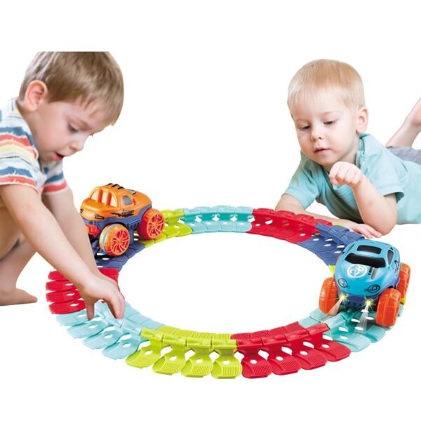 Changeable Track with LED Light Up Race Car Racing Track Set Flexible Railway Assembled Track Birthday 2