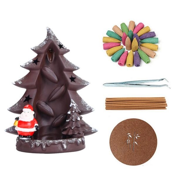 Christmas Tree Backflow Incense Burner With 20 Pcs Cone Sticks Holder Christmas Santa Claus Home Window 2