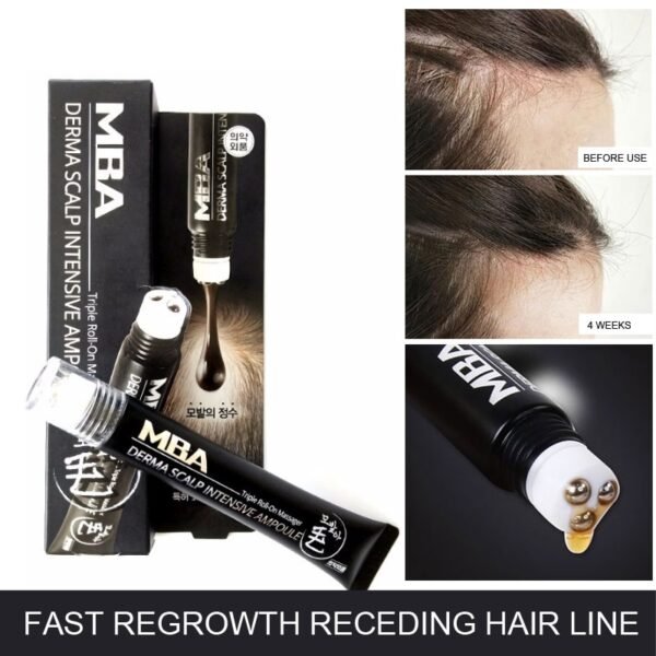 Hair Line Growth Serum Derma Scalp Intensive Ampoule Triple Roll Massager Fast Hair Regrow Hair Loss