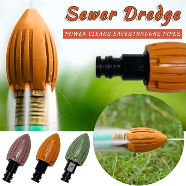 New Pipe Dredge Flusher Pipe Water Rocket Pressure Washer Spray Nozzle for Outdoor Pipes Drainage Ditch