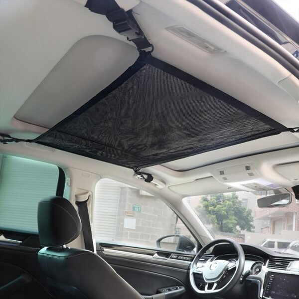 SUV Car Ceiling Storage Net Pocket Car Roof Bag Interior Cargo Net Mesh Bag Auto Stowing 2
