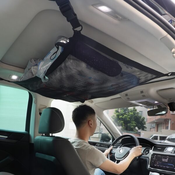 SUV Car Ceiling Storage Net Pocket Car Roof Bag Interior Cargo Net Mesh Bag Auto Stowing 3
