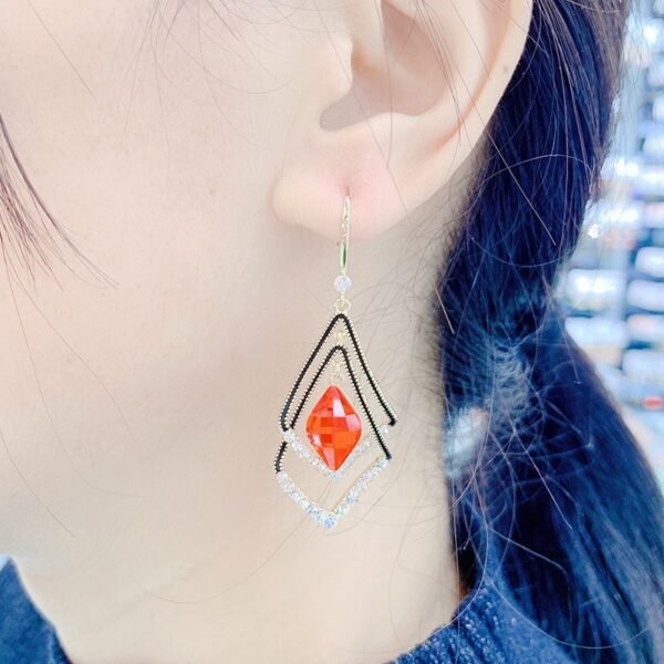 Women s jewelry earrings 2021 women s geometric red blue earrings dangling earrings dangling earrings modern 3