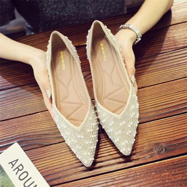 2021 Rhinestone Pointed Shoes Women s Flat Ballet Mixed Color Soft Pregnant Zapatos De Moccasin Chaussure 4
