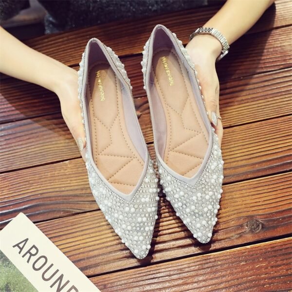 2021 Rhinestone Pointed Shoes Women s Flat Ballet Mixed Color Soft Pregnant Zapatos De Moccasin Chaussure 5
