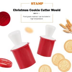 Christmas Silicone Cookie Stamp Set Round Cookie Embossing Mold with Handle Homemade Cookie Cutter Mold For 2