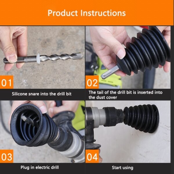 Electric Drill Dust Cover Rubber Impact Hammer Drill Dust Collector Dustproof Device Power Tool Accessories With 1