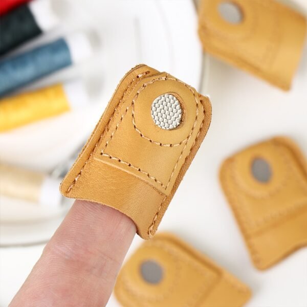 Leather Coin Thimble Soft Artificial Sheepskin Needlework Finger Cover Tip Quilting Thimble Handmade Patchwork Sewing Tools