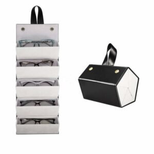 New Glasses Case Cover Pu Leather 5 Pairs Of Sunglasses Holder Box Eyeglasses Solid Storage Box