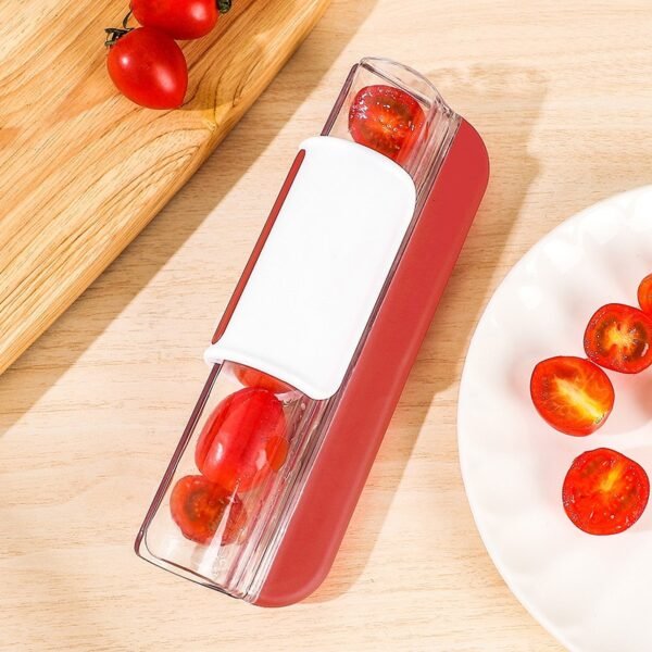 Portable Cherry Tomatoes Grape Slicer Cutting Kitchen Gadgets Stainless Steel Fruit Slicer Household Vegetable Salad Making