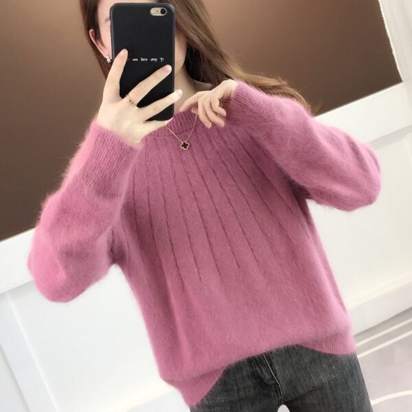 Women s Autumn Spring Basic Sweater Korean Style Solid Knitted Jumpers o Neck Loose with Long 4