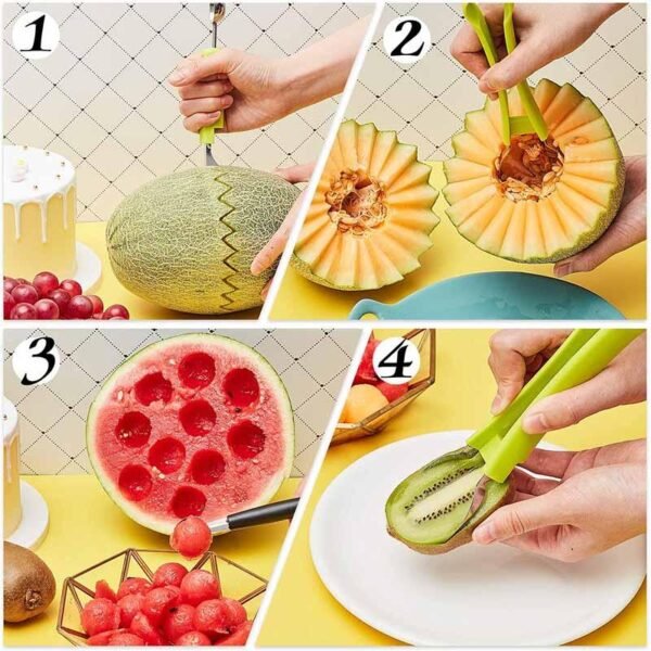 Wonderlife Fruit Carving Knife Watermelon Ball Digging Spoon Steel Fruit Tool Set Practical Kitchen Carving Separator 3