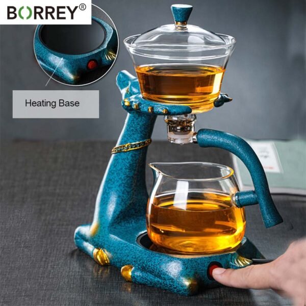 BORREY Creative Deer Glass Teapot Heat resistant Glass Teapot Infuser Tea Turkish Drip Pot 220V Heating