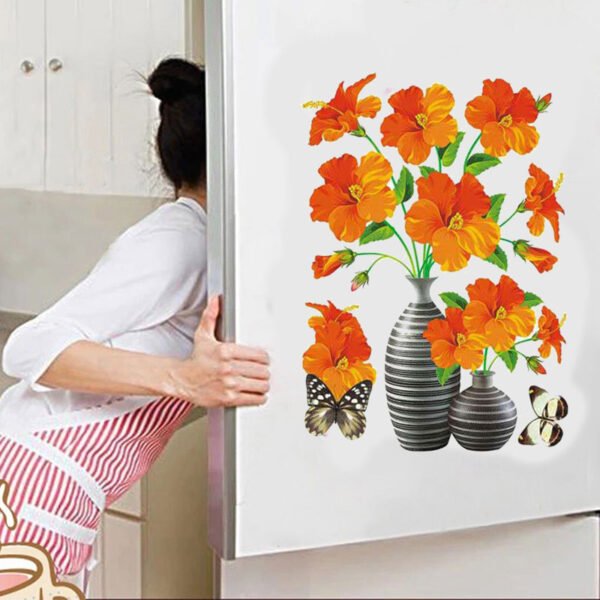DIY Plant Vase 3D Stereo Stickers Self Adhesive Wall Refrigerator Decoration Waterproof TH 1