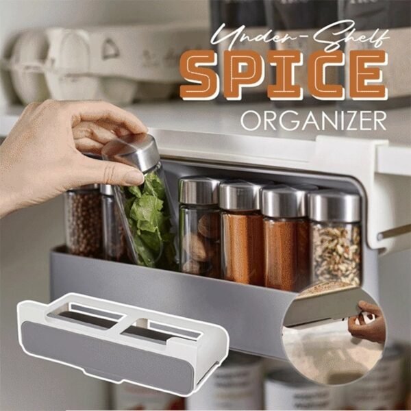 1PC Kitchen Seasoning Storage Rack Under Shelf Spice Organizer For Kitchen Organizer Self Adhesive Desk Drawer 1