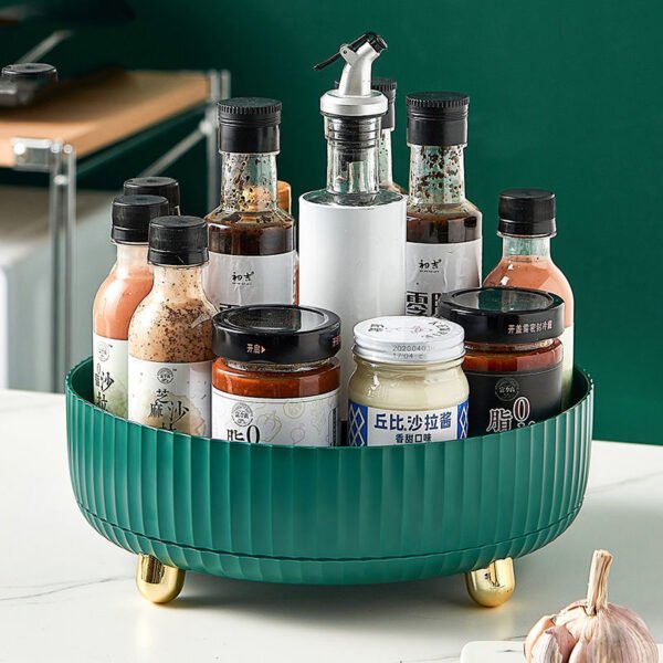 360 Rotating Storage Rack Multifunctional Seasoning Organizer Shelf Oilproof Non slip Kitchen Supplies Holder for Home 2