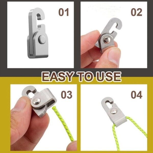 4pcs pack Automatic Lock Hook With 6m Rope Self lock Free Knot Easy Tighten Rope Kit 4