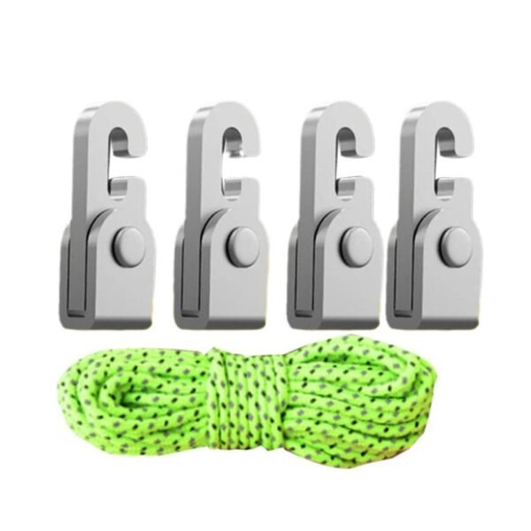 4pcs pack Automatic Lock Hook With 6m Rope Self lock Free Knot Easy Tighten Rope Kit