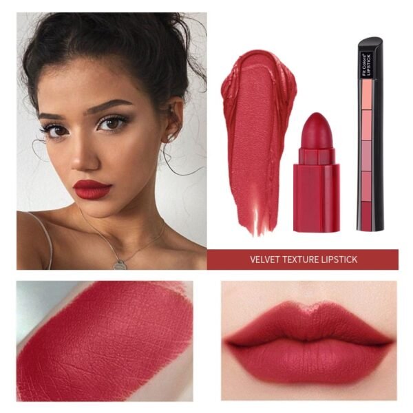 5 color pc Matte Velvet Non stick Cup Lipstick for Lip Korean Makeup Women Beauty Cosmetics 1
