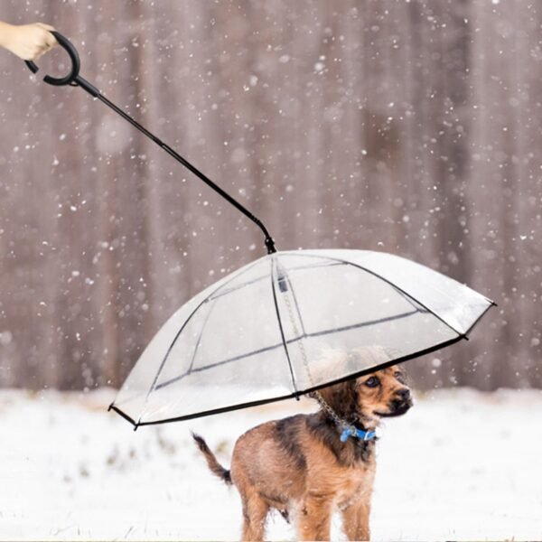 Pet Umbrella Transparent PE Small Dog Umbrella Rain Gear with Dog Leads Keeps Pet Dry Comfortable