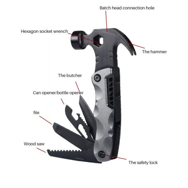 13 in 1 Portable Camping Hammer Stainless Steel Multifunctional Pliers Multitool Claw Hammer Tool For Outdoor 1