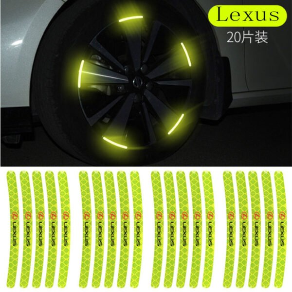 20 pieces of wheel hub reflective stickers car motorcycle electric vehicle warning body scratch decoration reflective 4
