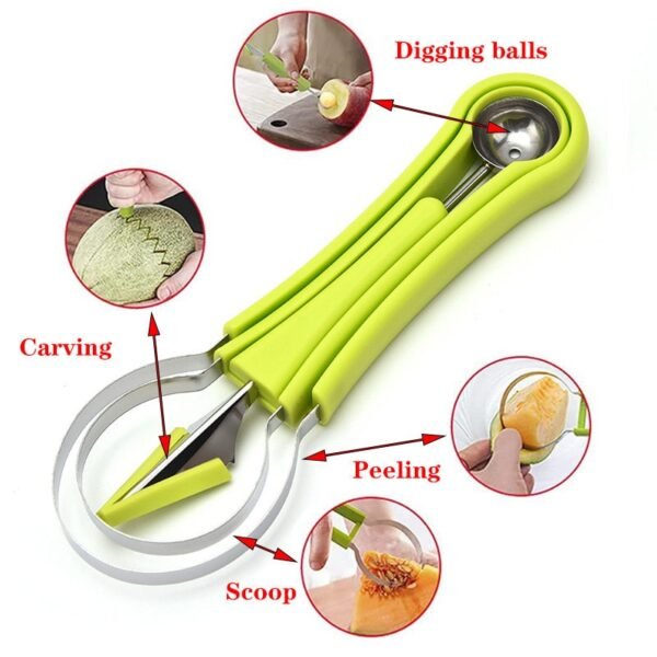 4 In 1 Stainless Steel Fruit Tool Set Fruit Carving Knife Watermelon Ball Digging Spoon Practical 4