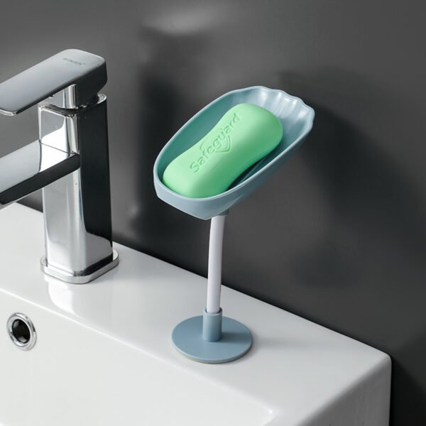 Bathroom Leaf Shape Soap Box with Suction Soap Holder Punch free Wall mounted Sponge Soaps Tray 4