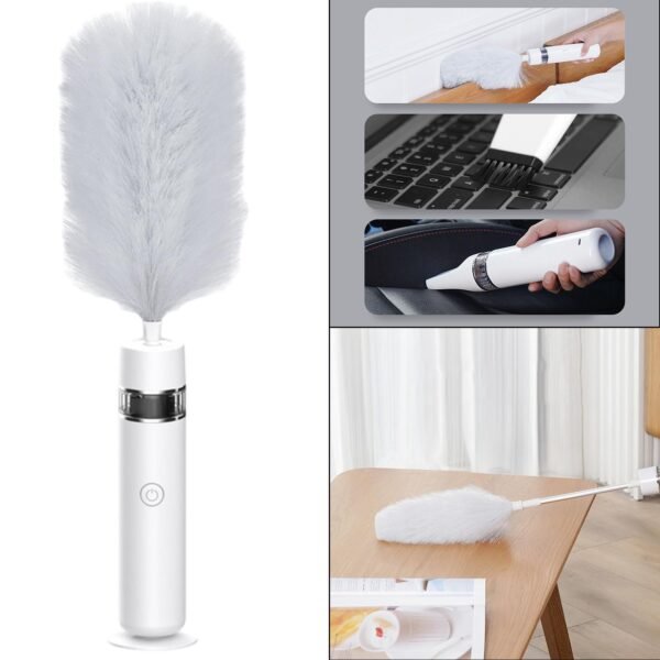 Electric Feather Duster Telescopic Brush Duster Cordless Rotary Cleaning Duster Dust Cleaner for Windowsill Cars Kitchen 1
