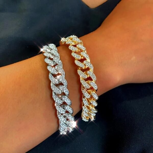 Hot Sale Miami Cuban Bracelets Anklet for Women Bling Full Rhinestone Paved Link Iced Out Hand