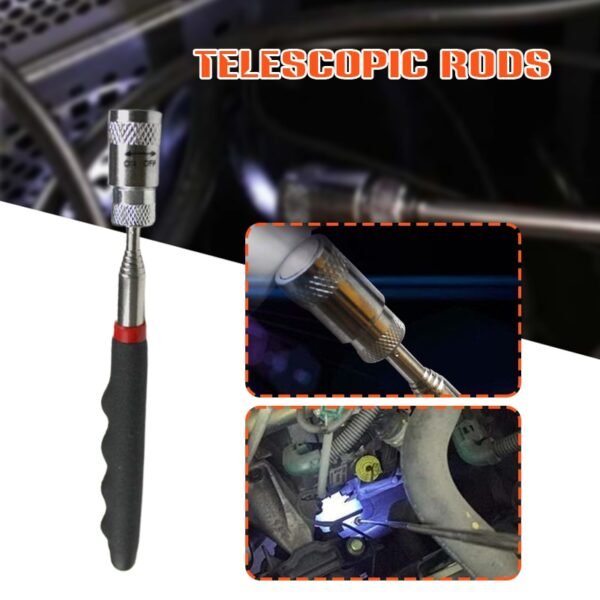 LED Retractable Magnetic Pickup Tool Grip Extendable Long Reach Pen Handy Tool for Picking Up Nuts