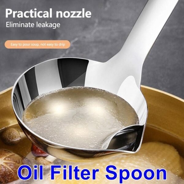 Long Handle Oil Soup Separate Spoon Home Strainer Cooking Colander Kitchen Scoop Steel Ladle Dinner Tableware 1
