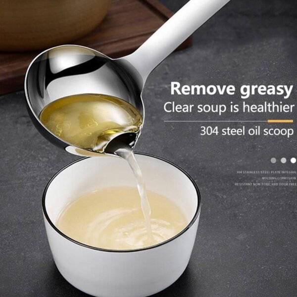 Long Handle Oil Soup Separate Spoon Home Strainer Cooking Colander Kitchen Scoop Steel Ladle Dinner Tableware