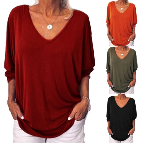 Plus Size Women Loose Casual Tee Tunic Tops Ladies Baggy T Shirt Button 1