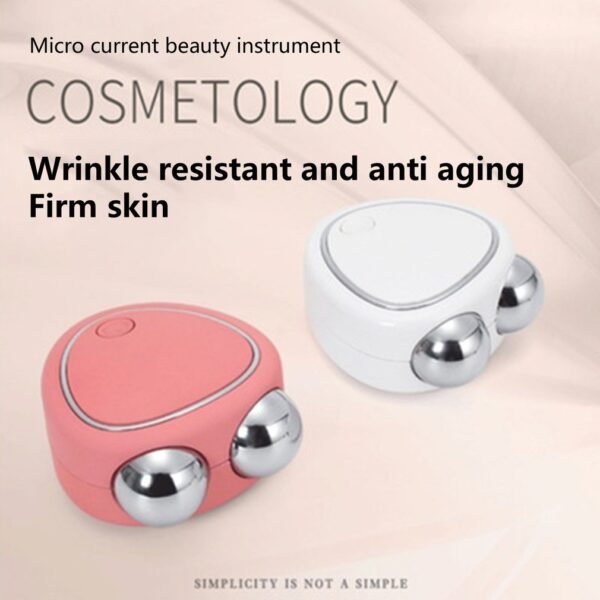 Portable Facial Micro current Beauty Instrument For Lifting Thinning And Reducing Edema With Double Roller Massager 4