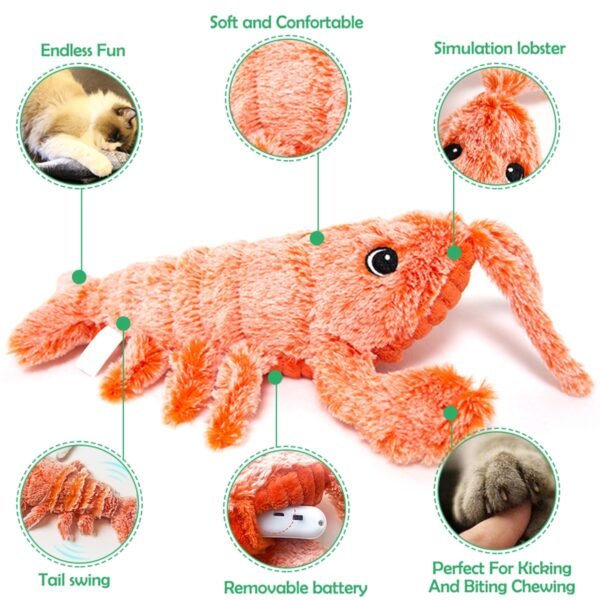 Rechargeable Catnip Dog Cat Toys Durable Electric Dancing Lobster Soft Toy Washable Teeth Cleaning Prop Relieve 3