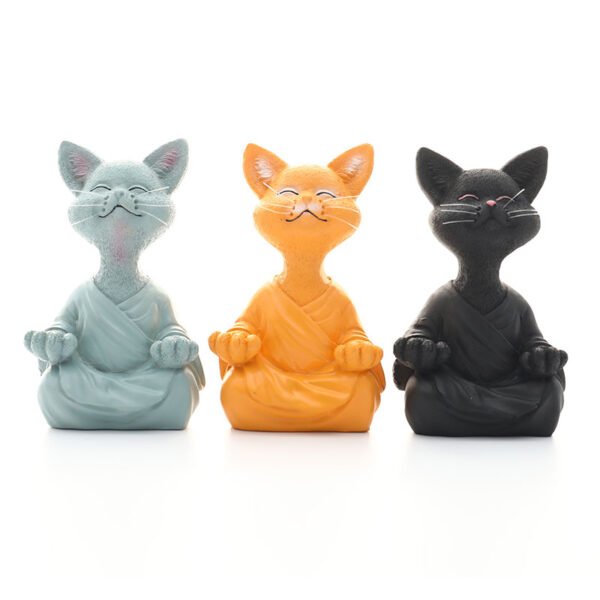 Whimsical Buddha Cat Figurine Meditation Yoga Collectible Happy Cat Home Decor Garden Sculpture 3