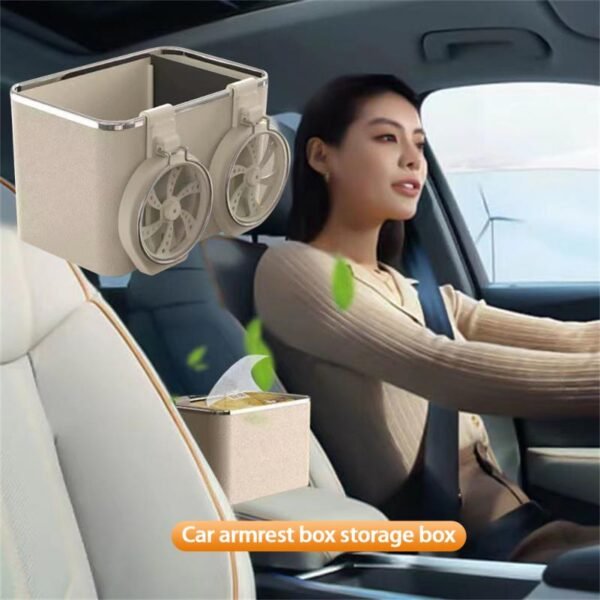 Car Tissue Storage Box Car Armrest Paper Storage Box Water Cup Holder 2in1 Multifunction Interior Storage 2