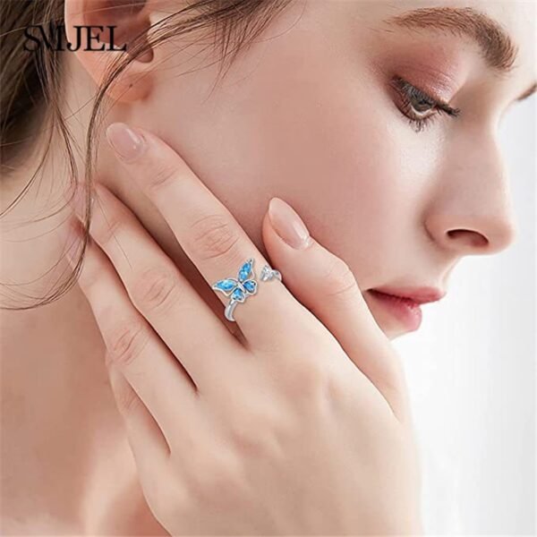 Luxury Anxiety Ring Fidget Spinner Rings For Women Crystal Flower Bee Butterfly Ring Spinning Anti Stress 1