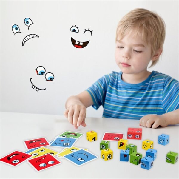 New Montessori Expression Puzzle Face Change Cube Building Blocks Toys Early Learning Educational Match Toy for 1