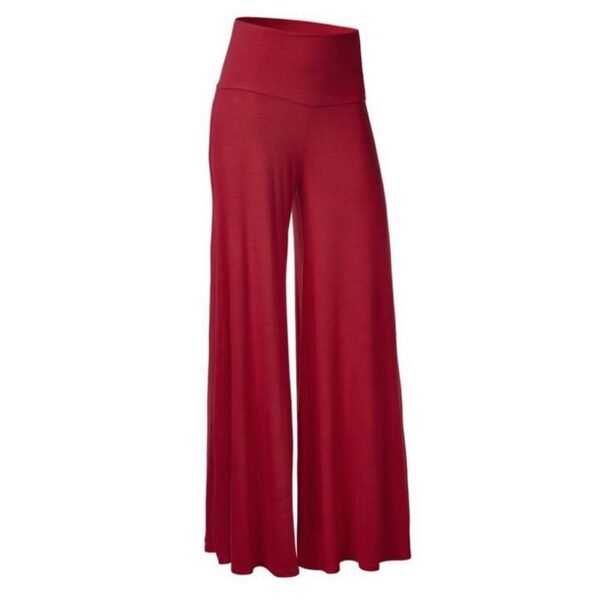 Summer Women s Long Trousers Wide Leg Pants Fashion Casual Solid Color Elastic Waist Loose Elegant 5
