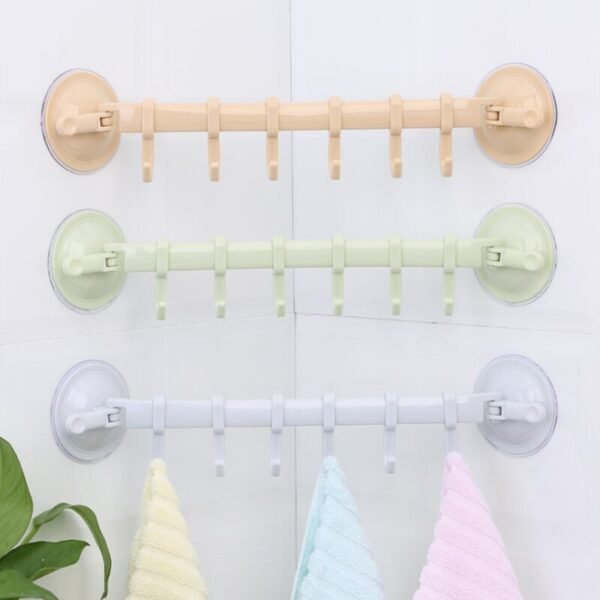 Wall mounted Kitchen Hooks Suction Cup 6 Hooks Strong Adhesive Hook Bathroom Corner Nail free Seamless 3