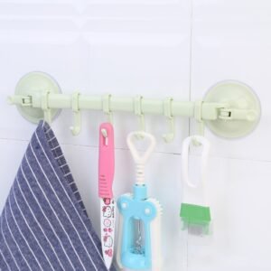 Wall mounted Kitchen Hooks Suction Cup 6 Hooks Strong Adhesive Hook Bathroom Corner Nail free Seamless