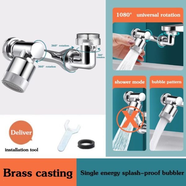 1080 Degree Brass Basin Faucet Aeratorsr Bathroom Tap Washbasin Bubbler Swivel Nozzle Universal Adapter Kitchen Accessories 1
