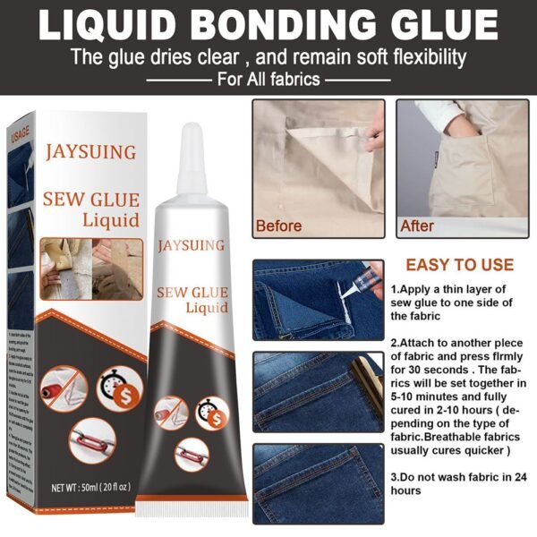 PVC Clothing Repair Glue Secure Stitch Liquid Clothes Holes Solution Kit Fast Tack No Sew Liquld 4