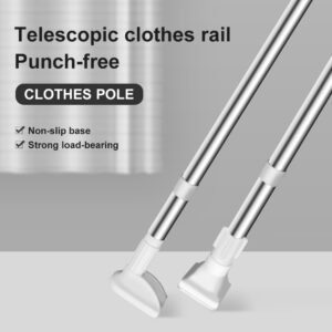 Telescopic Clothing Rod Punch free Adjustable Shower Curtain Rods And Accessories Extendable Stainless Steel Simple Support
